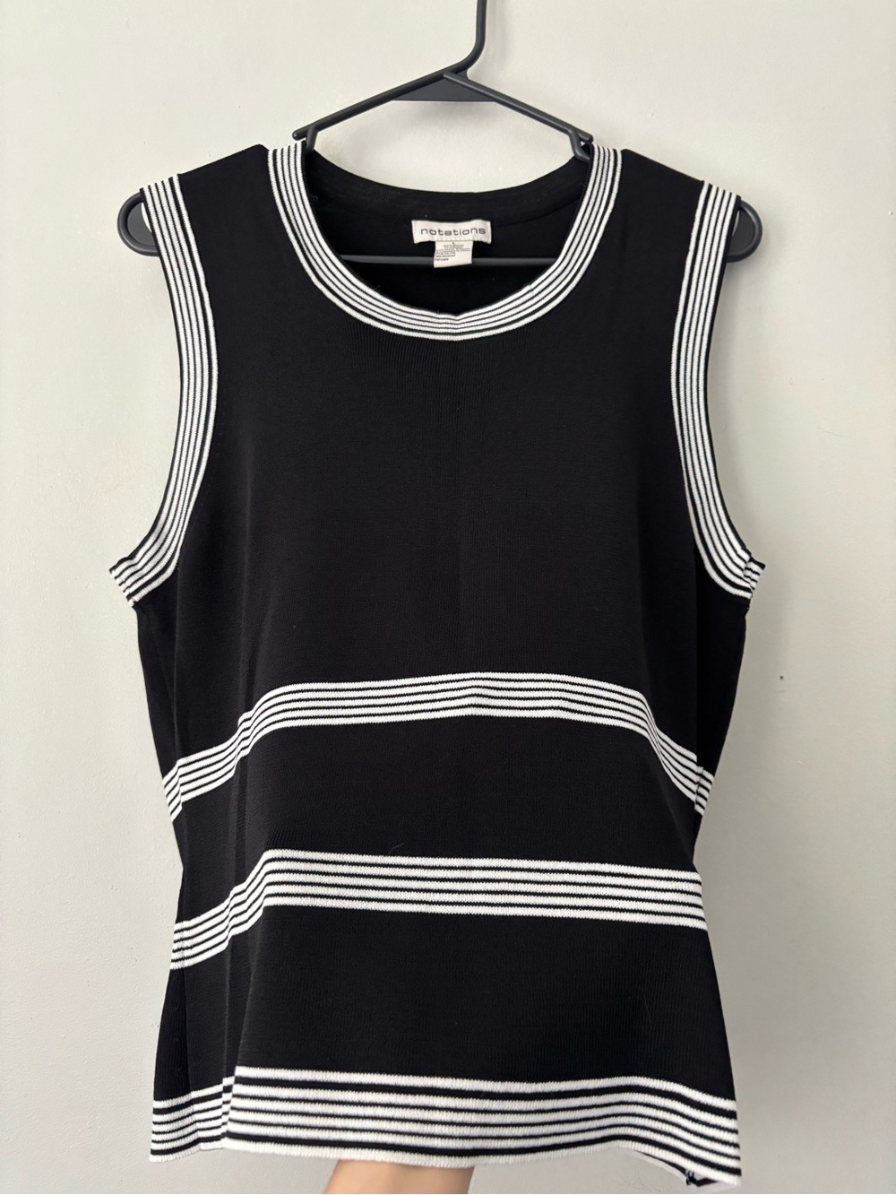 Y2K Grunge Black & White Stripe Whimsygoth Sleeveless tank Top - Medium - Large